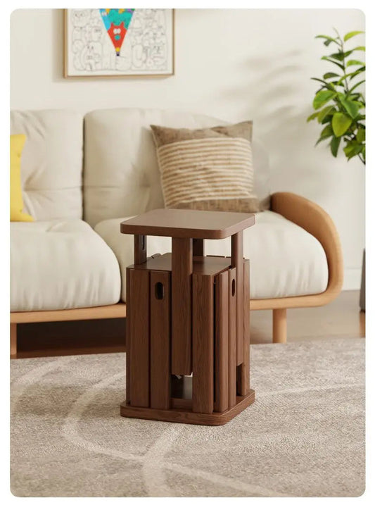Multifunctional Wooden Side Table - Transforms into 4 Practical Stools