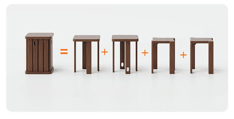 Multifunctional Wooden Side Table - Transforms into 4 Practical Stools