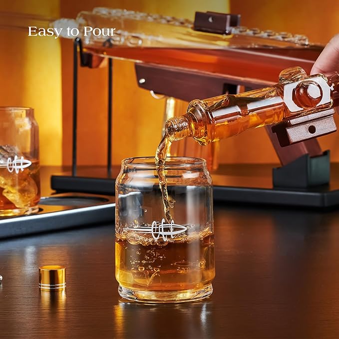 🥃 Gun Barrel Whiskey Decanter Set with Telescope & Bullet Glasses 🔭