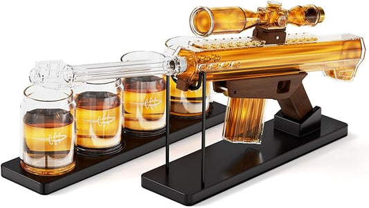 🥃 Gun Barrel Whiskey Decanter Set with Telescope & Bullet Glasses 🔭