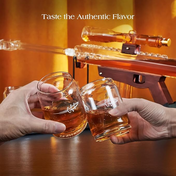 🥃 Gun Barrel Whiskey Decanter Set with Telescope & Bullet Glasses 🔭