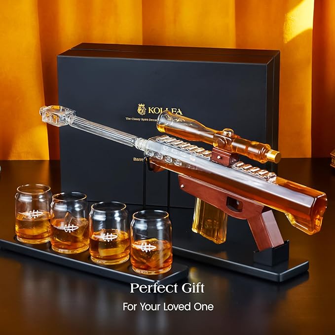 🥃 Gun Barrel Whiskey Decanter Set with Telescope & Bullet Glasses 🔭