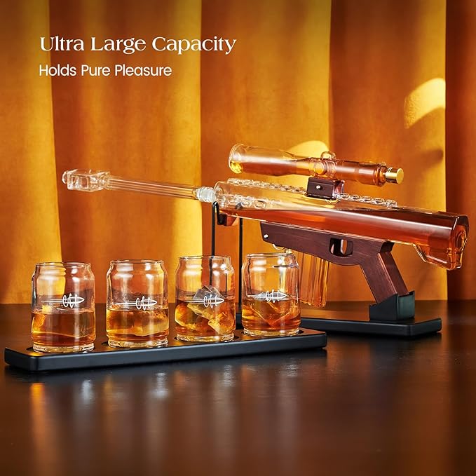 🥃 Gun Barrel Whiskey Decanter Set with Telescope & Bullet Glasses 🔭