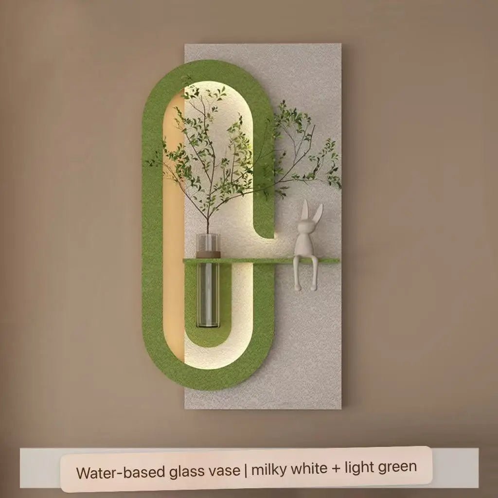 Modern Wall-Mounted LED Art Shelf with Glass Vase