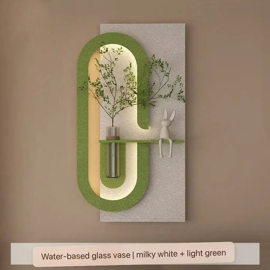 Modern Wall-Mounted LED Art Shelf with Glass Vase