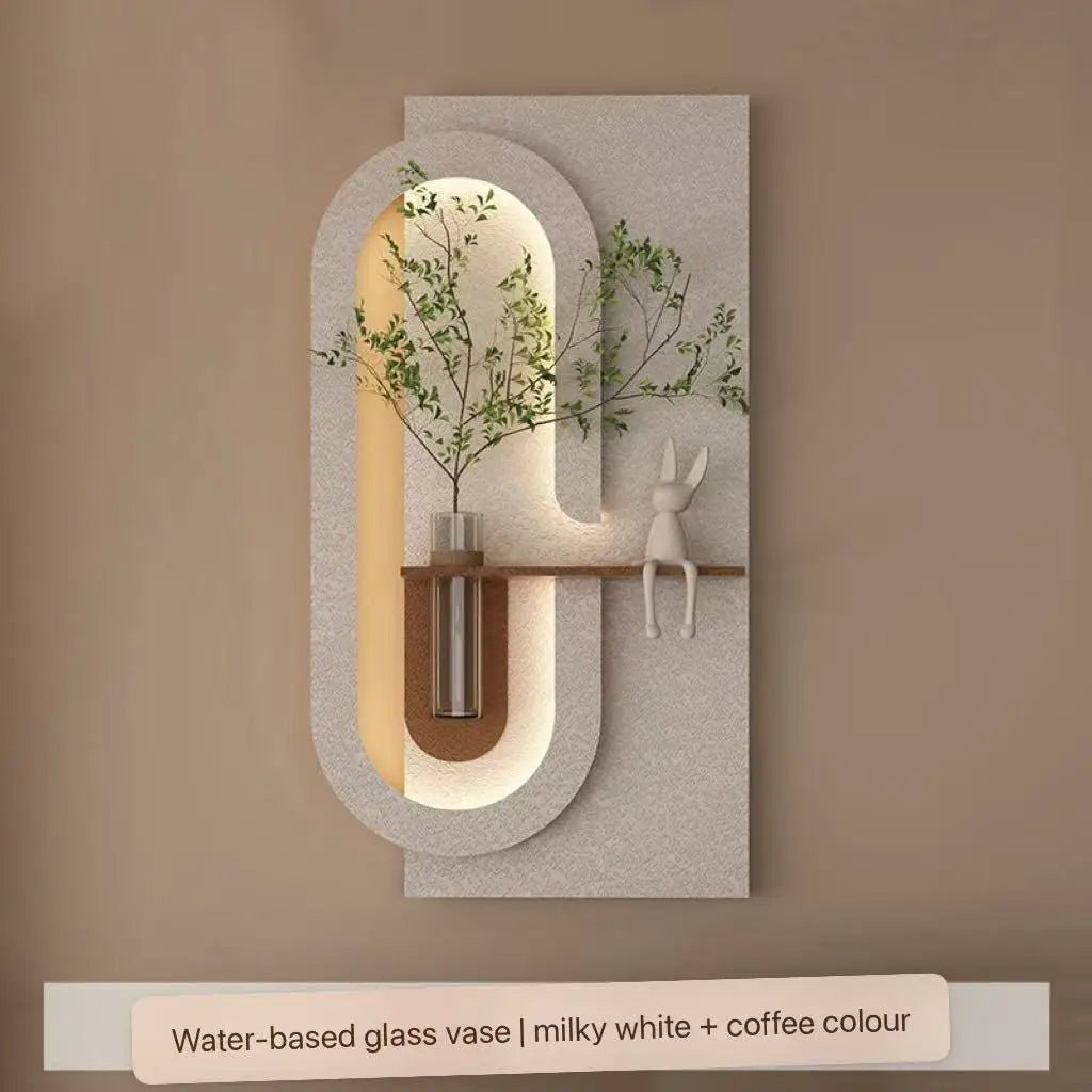 Modern Wall-Mounted LED Art Shelf with Glass Vase