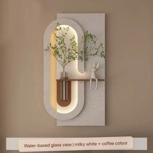 Modern Wall-Mounted LED Art Shelf with Glass Vase